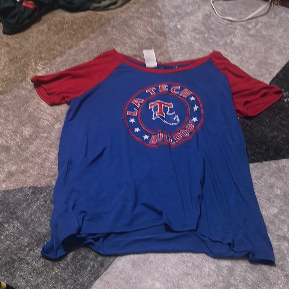 Red and Blue Short Sleeve Baseball Tee